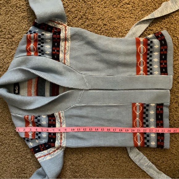 Genuine Vintage 1970’s VanCort Blue Patterned Cardigan, Original Belt, Boho, Fab - Picture 8 of 10
